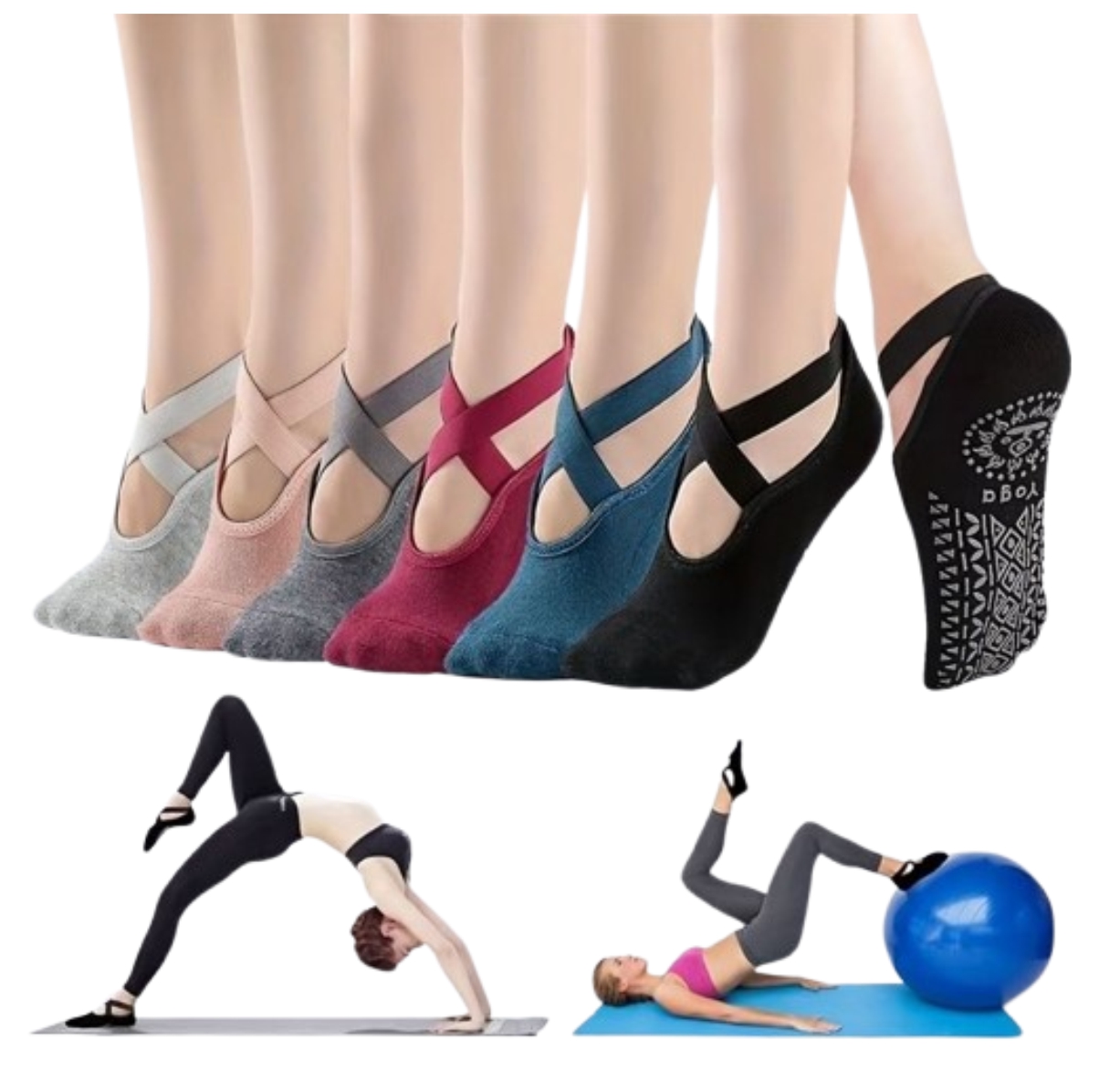 Medias para Yoga Ejercicio Antideslizant
